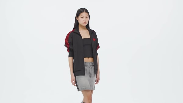 Gris Minifalda de tejido denim de 3 Franjas adicolor