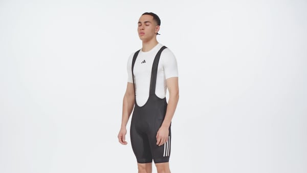 Zwart Essentials 3-Stripes Wielrenshort met Bretels en Zeem