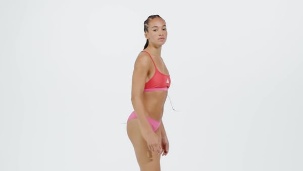 roze Padded Colorblock X-Back Bikini