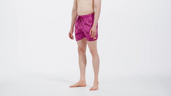 Pink adidas x FARM 3-Stripes Swim Shorts 5-Inch