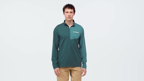 Gronn Terrex Multi Climacool 1/2 Zip Long Sleeve T-skjorte