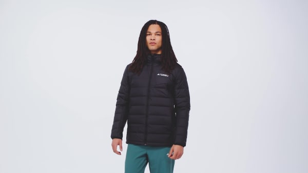 Black Terrex Multi Light Down CLIMAWARM Hooded Puffer Jacket
