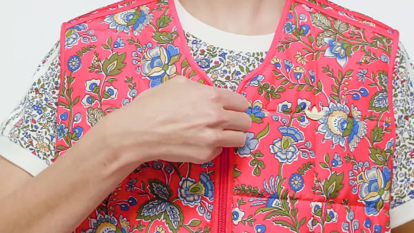 Rouge Veste sans manches matelassée adidas Originals x Liberty London