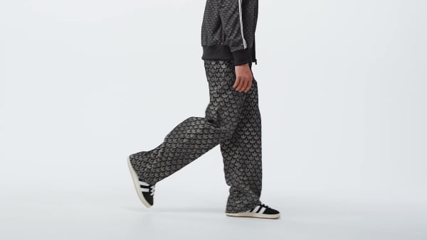 cierna NOHAVICE DENIM LOOSE MONOGRAM PANTS