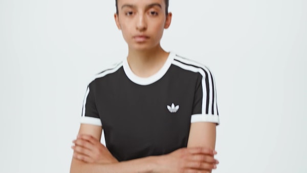 สีดำ เสื้อยืดทรงสลิม 3-Stripes