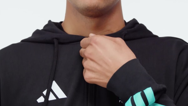 Μαύρο HOODIE MERCEDES - AMG PETRONAS FORMULA 1 TEAM DNA ΜΕ ΦΕΡΜΟΥΑΡ ΣΕ ΟΛΟ ΤΟ ΜΗΚΟΣ