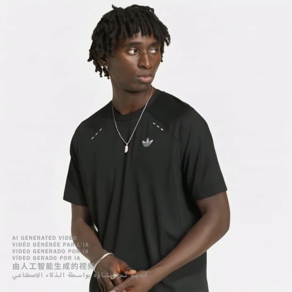 Black TECH TREFOIL ESSENTIALS POLYESTER TEE