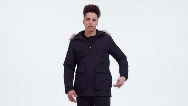 Preto Parka com Capuz Utilitas