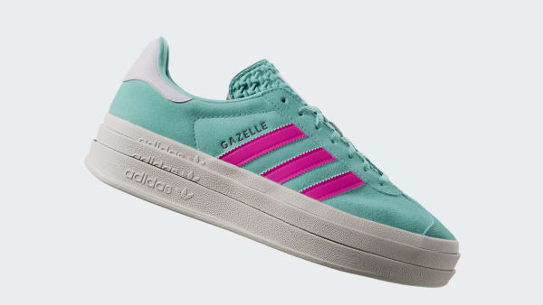 Pink and teal adidas store