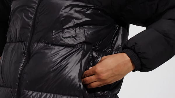 Svart Down Regen 3/4 Puffer Jakke DK415