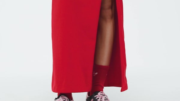 Rouge Robe longue 3 bandes Adicolor Classics