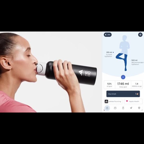 Zwart adidas x REBO Smart Fles