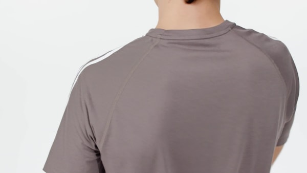 Brown Own the Run 3-Stripes Tee