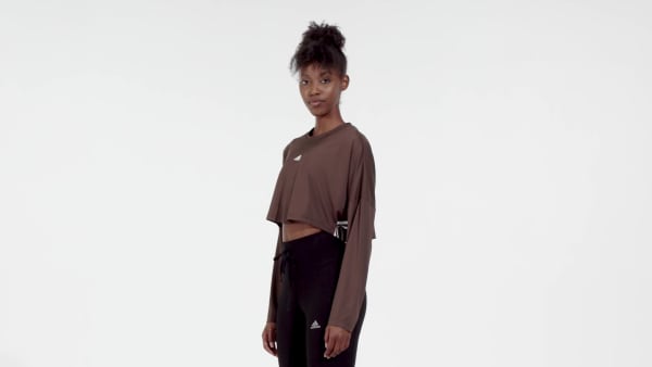 hnedá Mikina Hyperglam Cut 3-Stripes Lightweight Oversized IR676