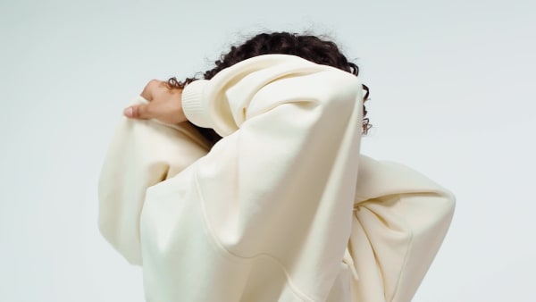 White Essentials Linear Hoodie Oversized