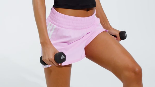 Roxo Shorts Treino Malha Cintura Alta Pacer Três Listras