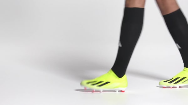 Amarillo Bota de fútbol X Crazyfast League Laceless césped natural seco