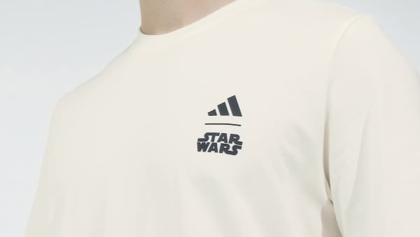 สีขาว เสื้อยืดทรงเรกูลาร์พิมพ์ลายด้านหลัง ADIDAS STAR WARS THE MANDALORIAN