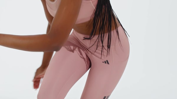 Rosa Optime 3-Streifen Full-Length Leggings