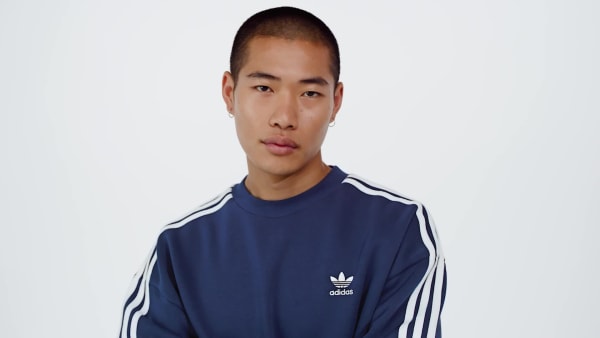 Bleu Sweat-shirt ras-du-cou oversize Adicolor