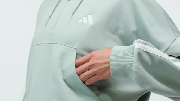 Green Essentials 3-Stripes French Terry Quarter-Zip Hoodie