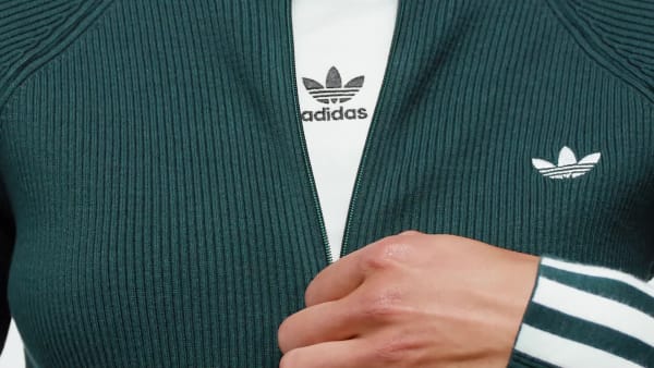 Zielony Bluza dresowa Adicolor 3-Stripes Slim Knit