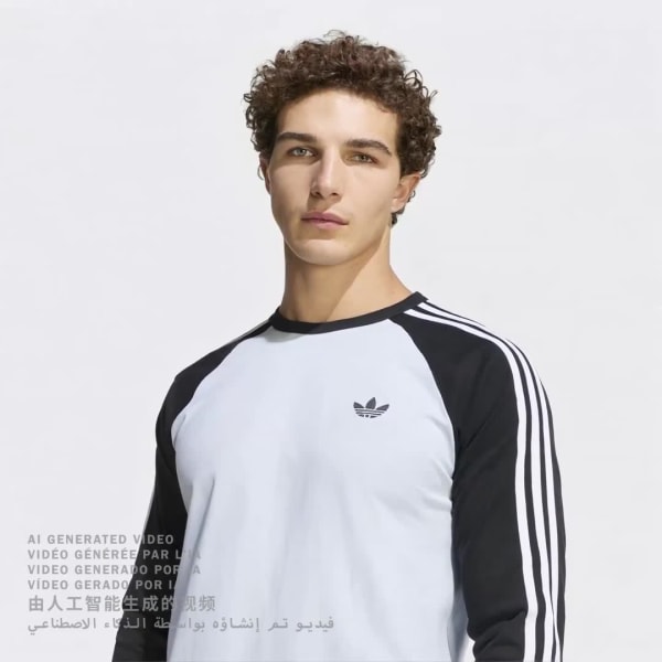 Blue 3-스트라이프 롱 슬리브 티셔츠