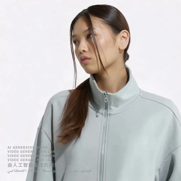 groen Soft Lux Loose-fit Jack met Lange Ritssluiting