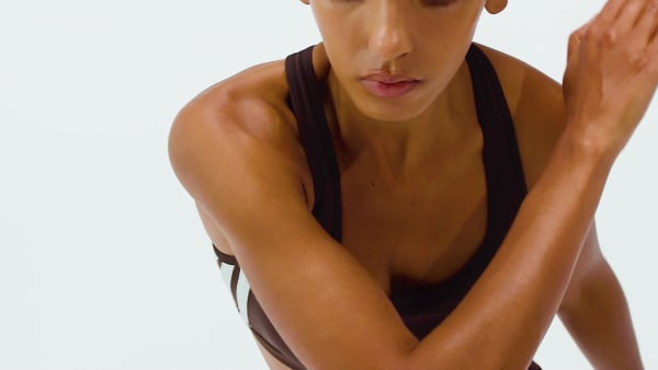 Brown Optime Essentials Workout 3-Stripes Medium Support Bra