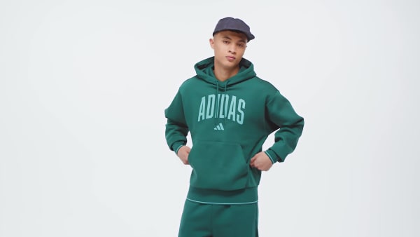 Vert Sweat-shirt à capuche collegiate