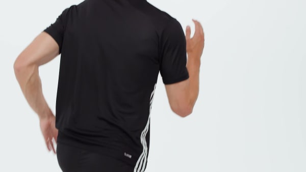 Svart WORKOUT ESSENTIALS BASE 3-STRIPES T-SHIRT