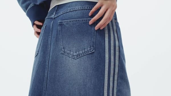 Azul Falda lápiz Adicolor 3 Tiras de tejido denim