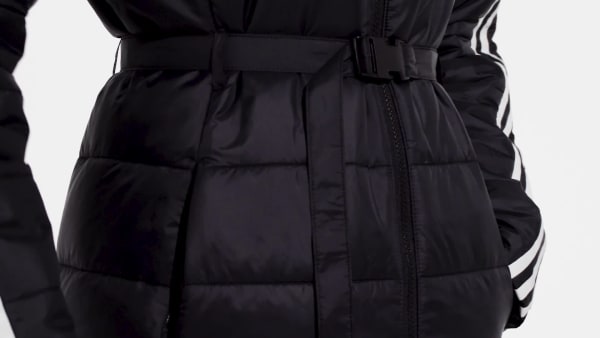 Czerń Hooded Premium Long Slim Jacket LA664