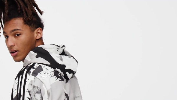 Blanc Sweat-shirt à capuche et imprimé camouflage intégral