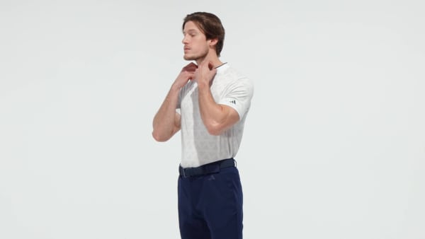 Grey Adi Jacquard Mock Golf Polo Shirt