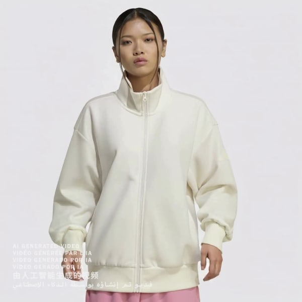adidas Soft Lux Loose Full-Zip - White | Free Shipping with adiClub