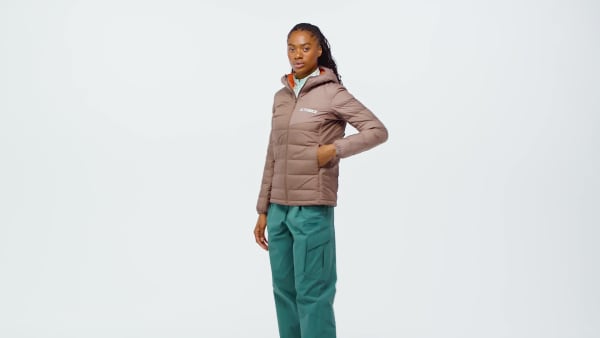 Brun Terrex Multi Light Down CLIMAWARM Hooded Jacka