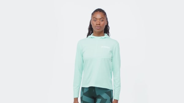 Turquoise Terrex Multi Climacool Hooded Long Sleeve Top