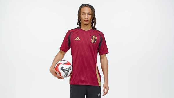 สีแดงเบอร์กันดี เสื้อฟุตบอลชุดเหย้า Belgium 24