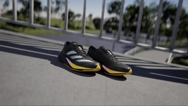 Adidas black and yellow running shoes hot sale