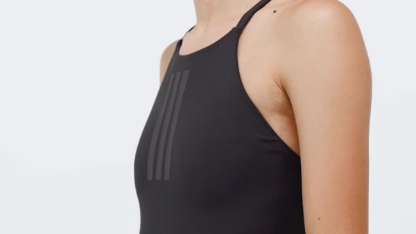 Negro BAÑADOR DE CUELLO ALTO Y TIRANTES DE DOBLE AJUSTE PEACHSOFT 3 STRIPES