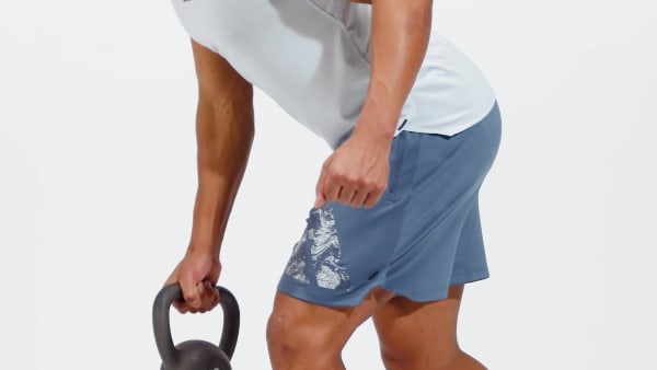 Azul Shorts de Entrenamiento Tejidos con Logo