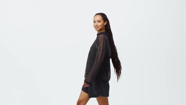 ルーズフィット【ADIDAS】Soft Luxe Mesh Full Length ZipHoodie adidas Soft Lux Mesh Full-Zip Hoodie - Black | Free Shipping