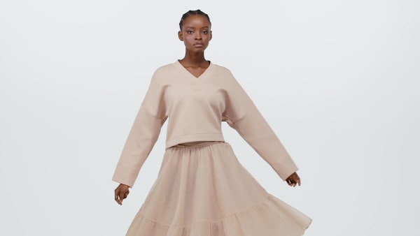 Beige Deep V-Neck Genser