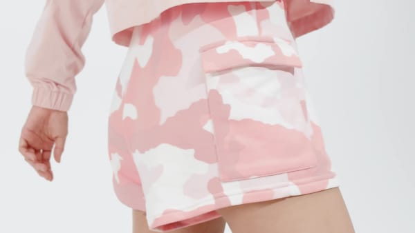 Rosa Shorts Cargo Essentials 3 Rayas Estampado de Camuflaje