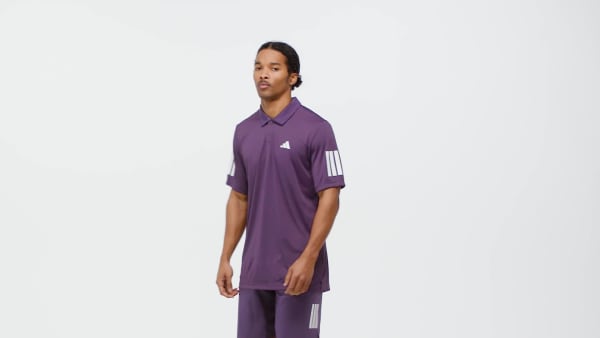 Morado Camiseta Polo Tennis 3 Rayas